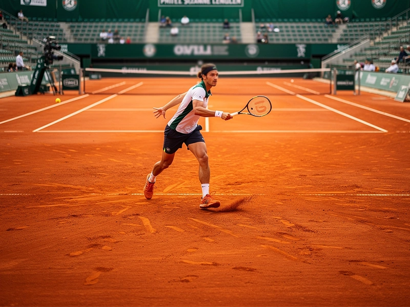 Campo in terra battuta rossa del Roland Garros a Parigi