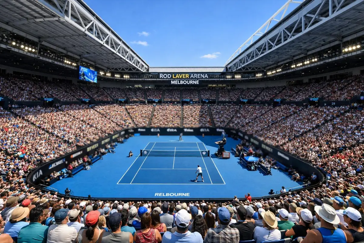 Panoramica dello stadio Rod Laver Arena di Melbourne durante l'Australian Open