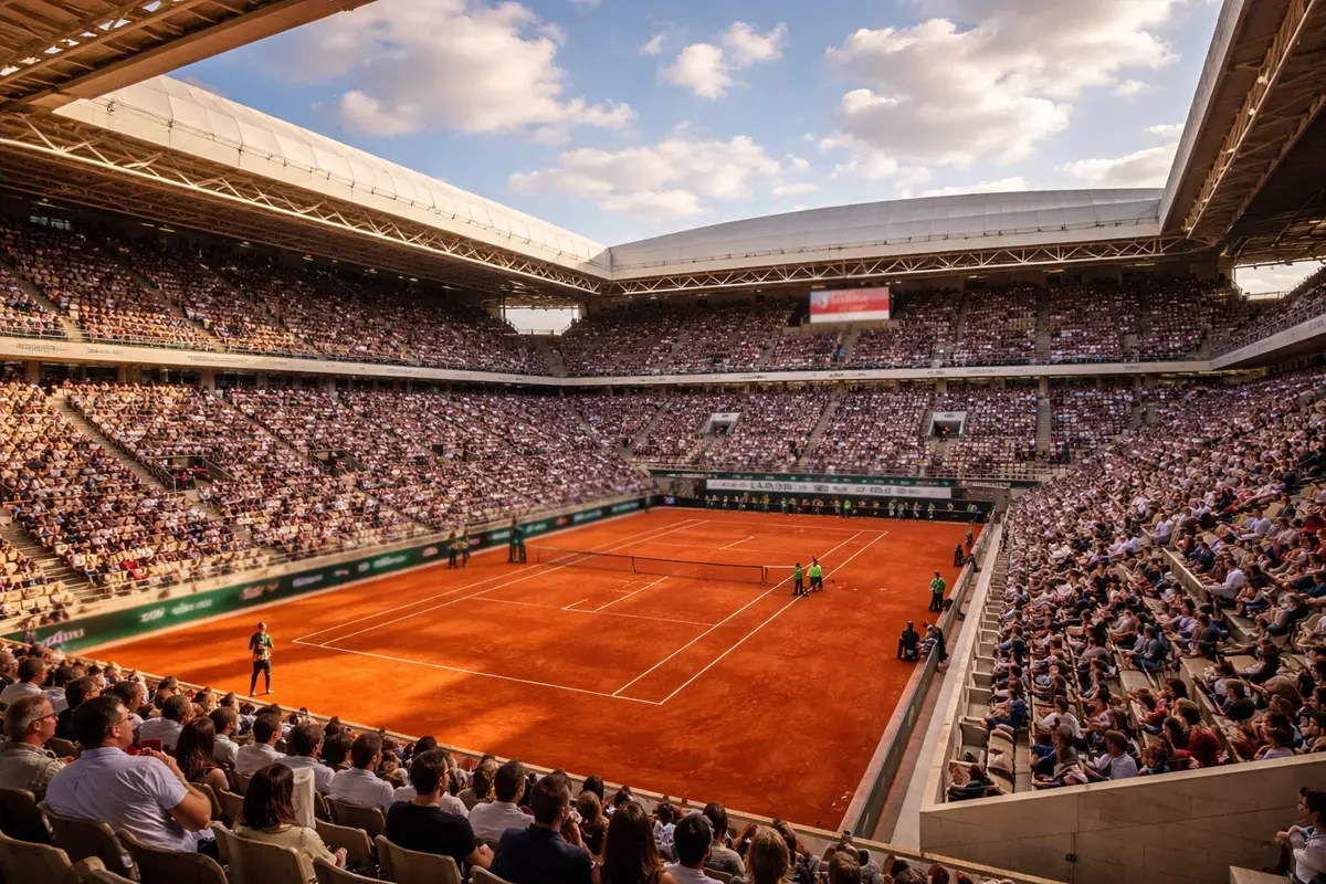Campo centrale Philippe Chatrier del Roland Garros con terra battuta rossa
